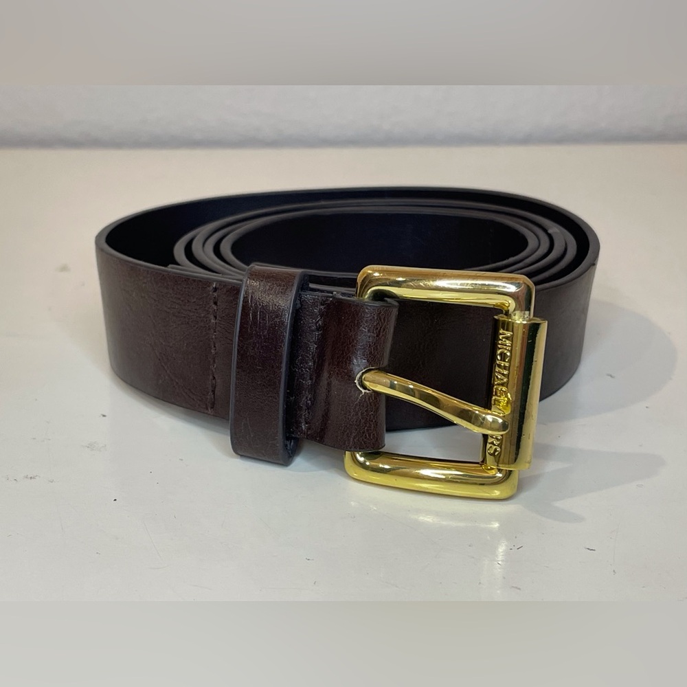 Michael Kors Women’s Dark Brown Belt with Gold Buckle‎ Size XL